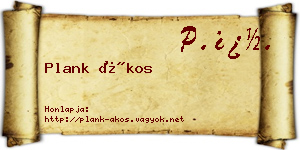 Plank Ákos névjegykártya